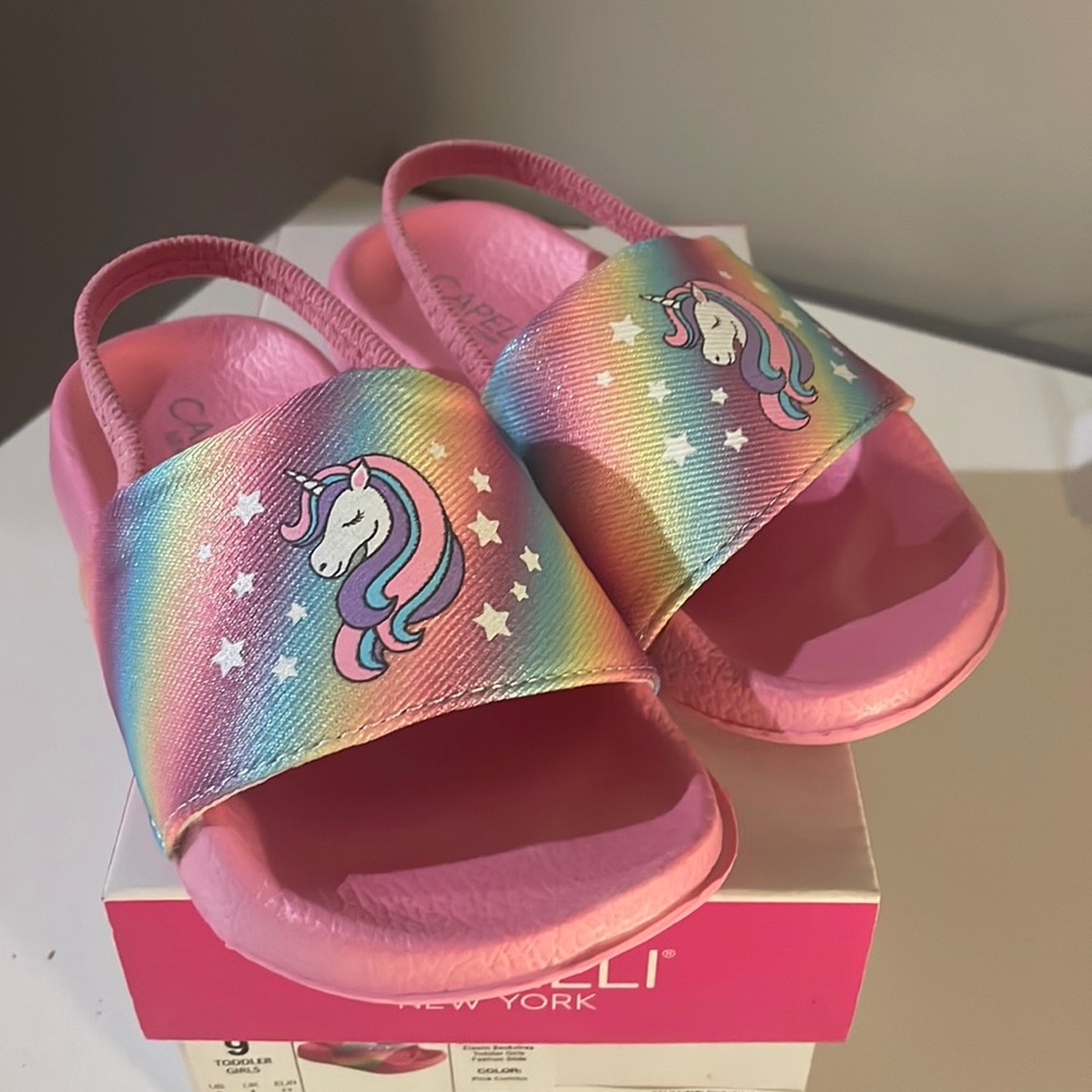 NWT on box. Unicorn sandal for toddler girl in size 9
